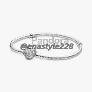 Pandora Sparkling Heart & Snake Chain Bracelet